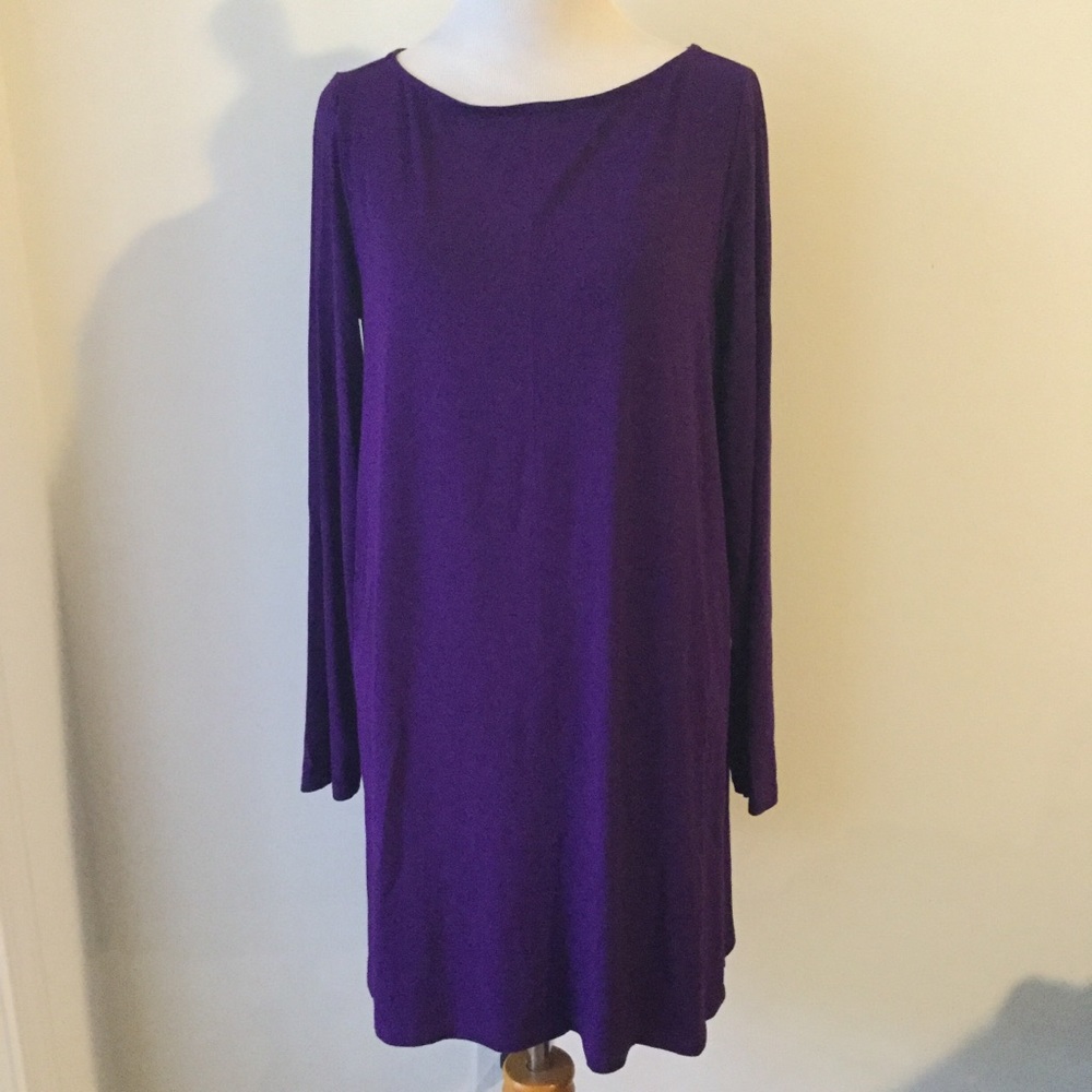Eileen Fisher purple viscose tunic dress small NWT